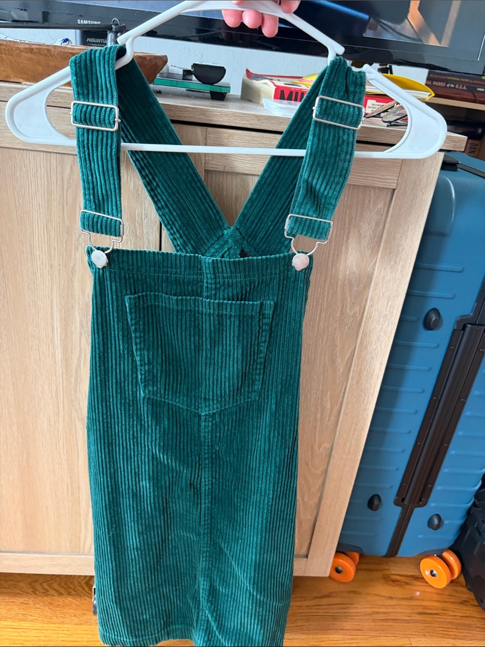 Green Suede Overall Dress